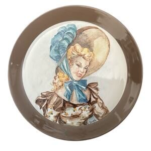 Vintage 1950s Hand Painted Lady Plate by Helen Burke 10.5”